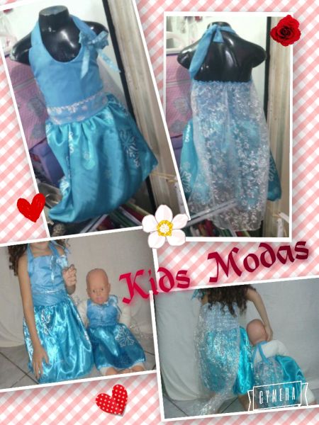 Vestido frozen com capa